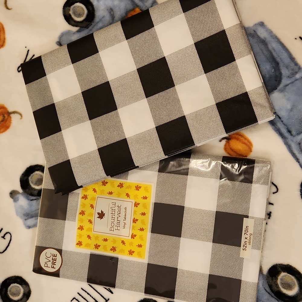 Buffalo check table cloth.